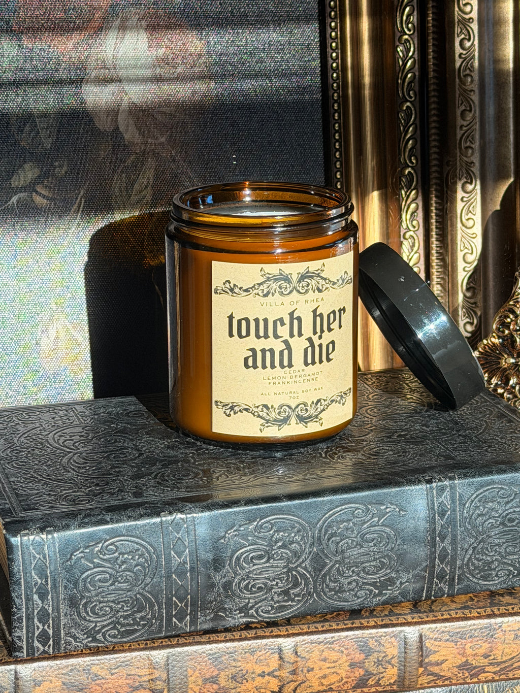 Touch Her and Die Soy Wax Candle | Cedar, Lemon Bergamot & Frankincense