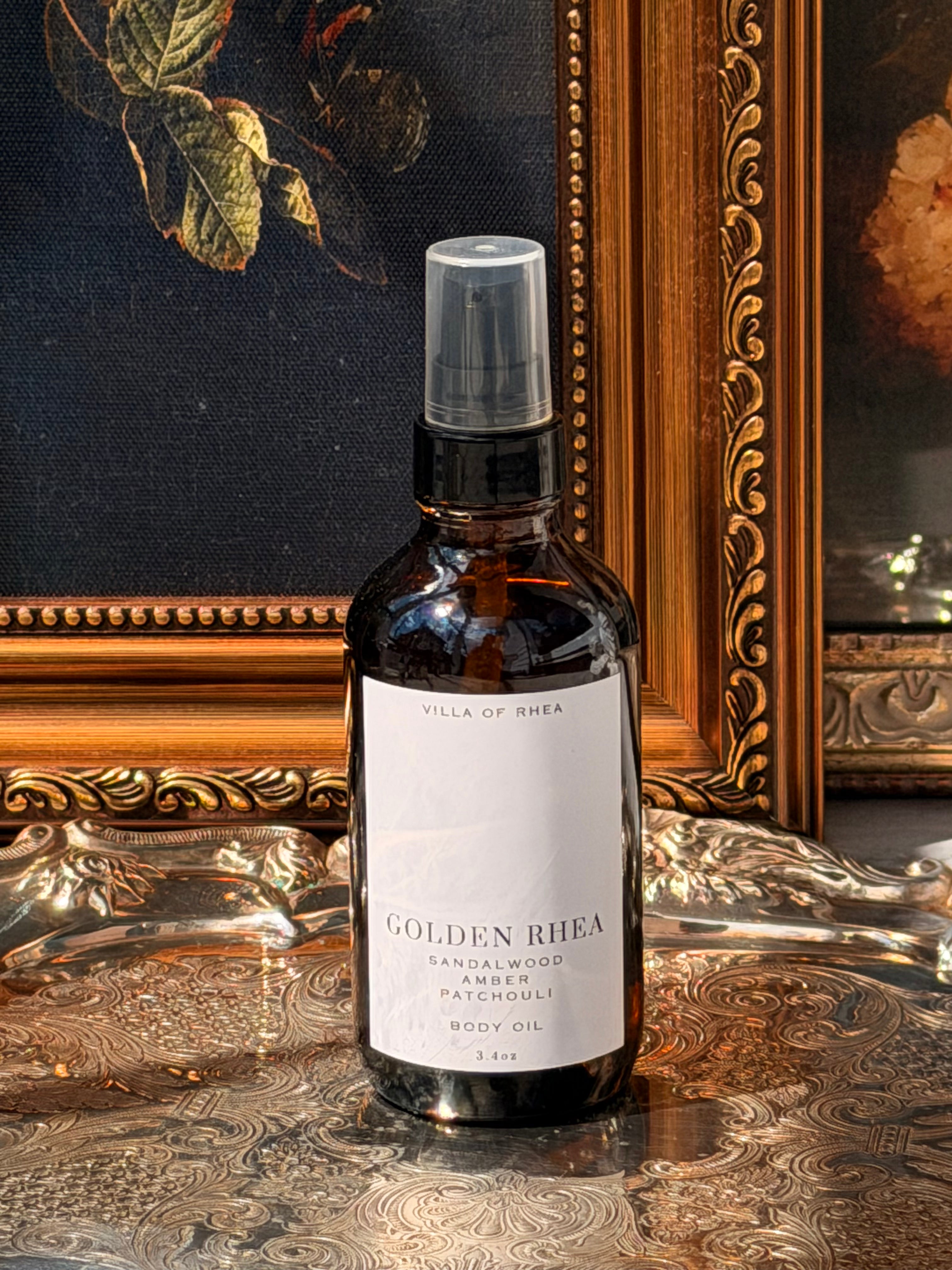 GOLDEN RHEA TRAVEL SIZED BODY OIL | AMBER, PATCHOULI & SANDALWOOD